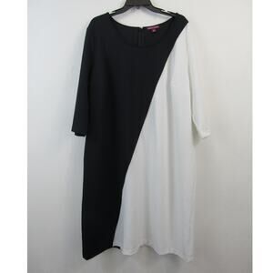 Jessica London White Black Trim 3/4 Sleeve Mid Maxi Overlay Dress Women's 26